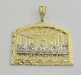 Men Real 10k Yellow Gold Nugget Last Supper Pendant Charm Medallion 2"Long SOLID