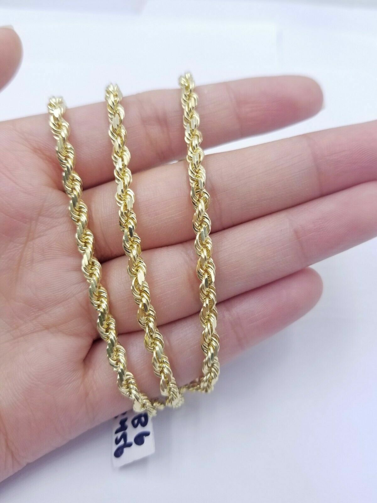 10k Yellow Gold Rope Chain Necklace 18"-30" Men Women 4mm-10mm Real Gold Hollow