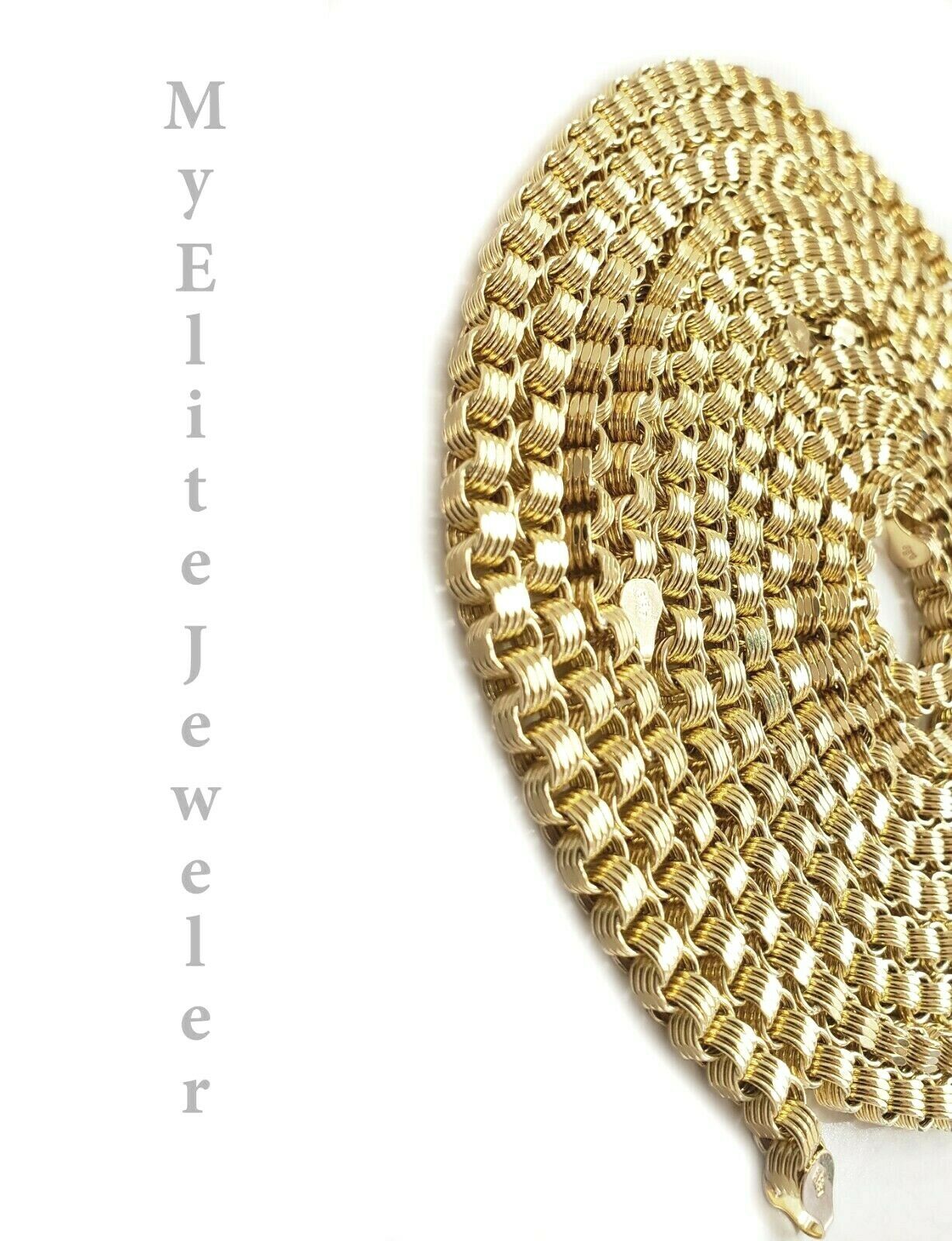 Mens 10K Yellow Gold Byzantine Chain Necklace 18