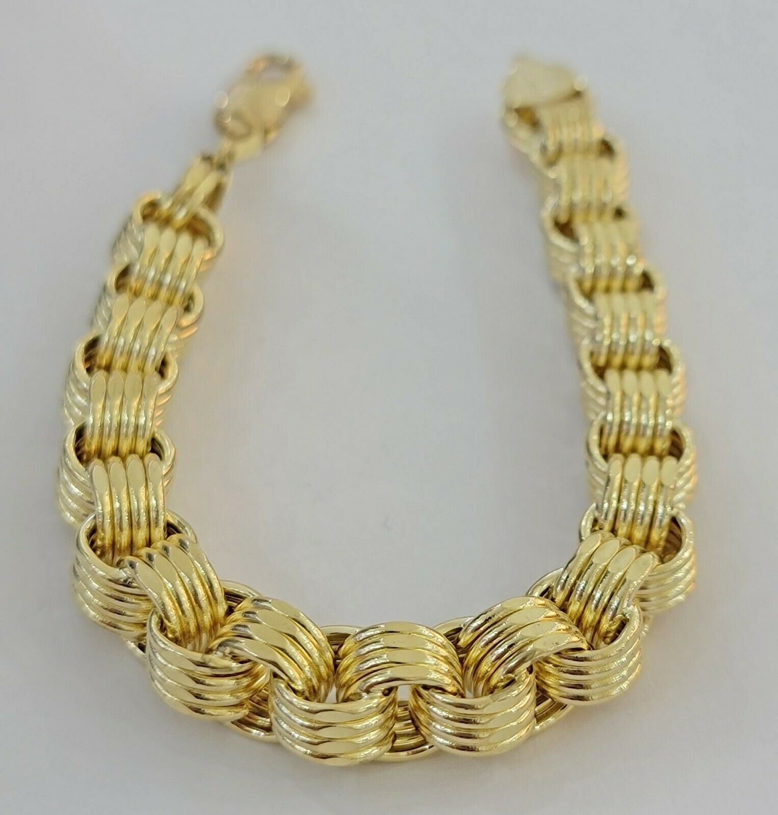 Real 10k Gold Mens Bracelet Byzantine Box 9