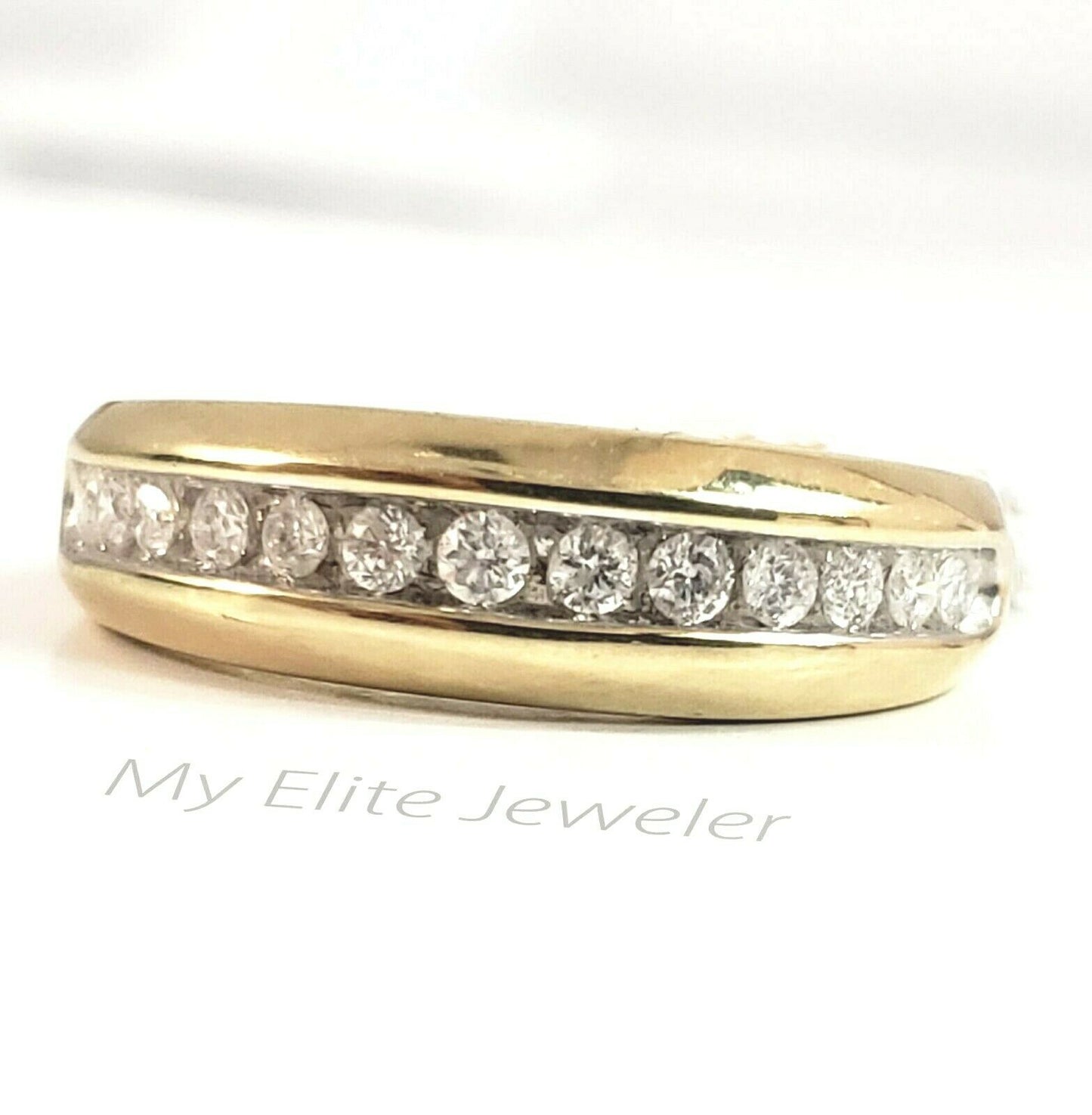 1/2 CT Men Solitaire Diamond Band Ring Round Cut 10K Yellow Gold Wedding Size 10