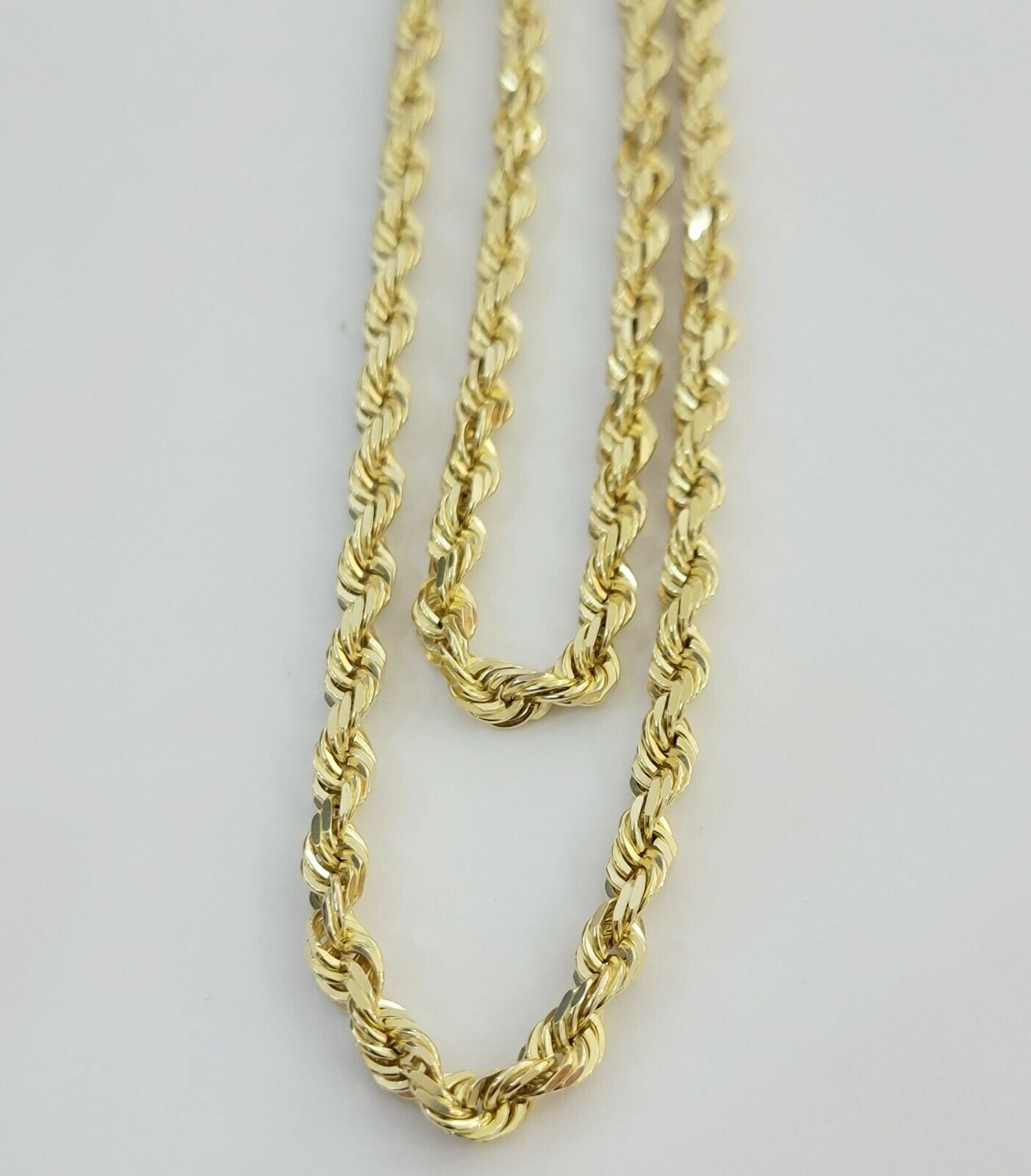 REAL 14k Gold Rope Necklace 6mm Chain, 14 Kt Yellow Gold 22" Diamond Cut, SOLID