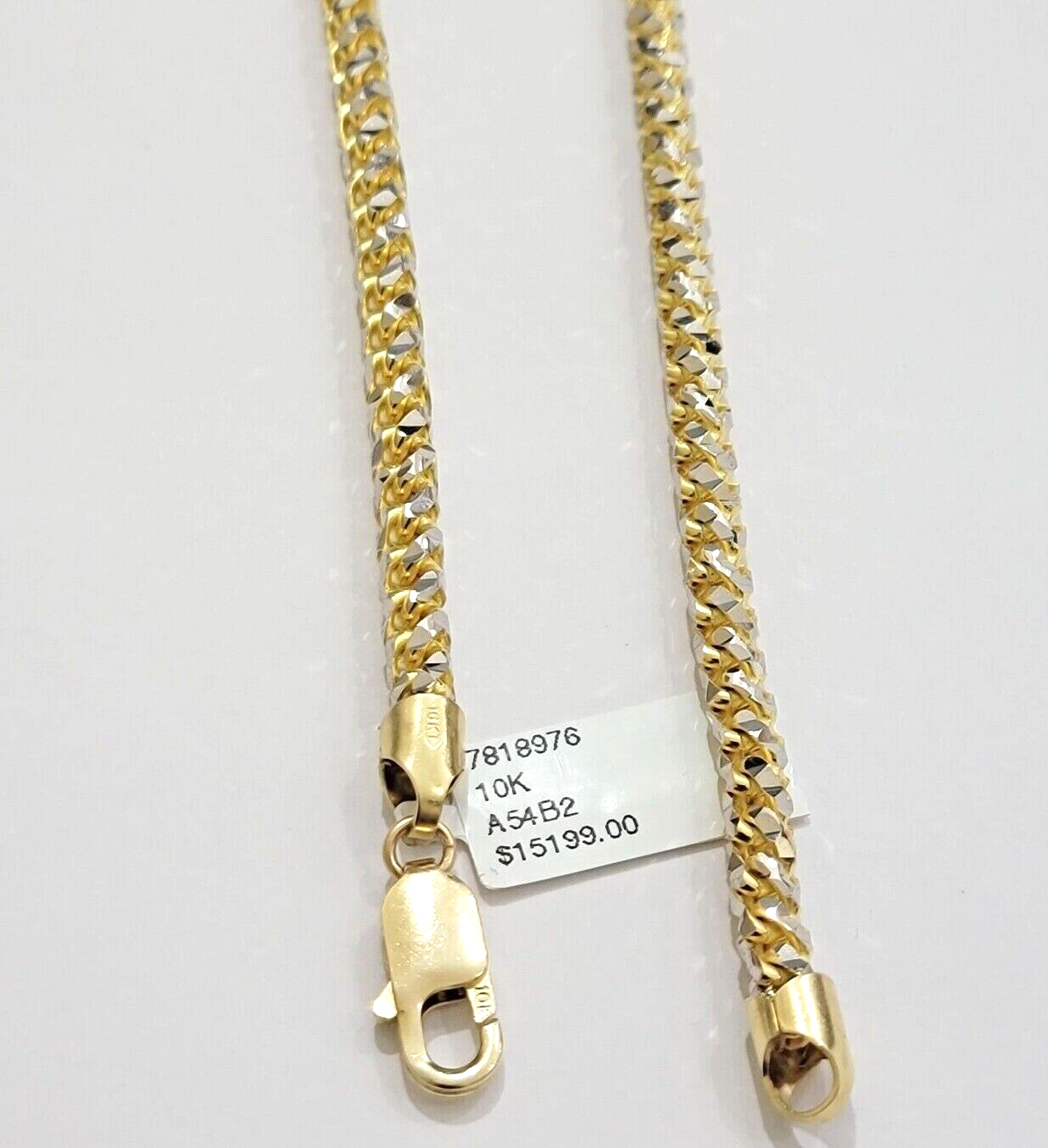 10k Yellow Gold Palm Box Chain Necklace Diamond cut 4mm 22" Real Solid Men Women