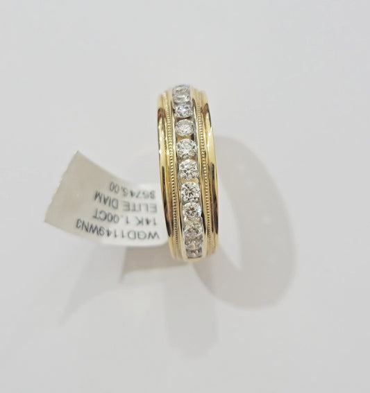 Solid 14k Yellow Gold Diamond Ring Men's Band 1CT Wedding Engagement, Genuine