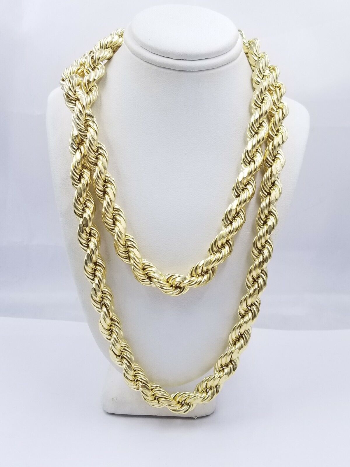 Real 10k Gold Rope Chain Necklace 9mm 28 Inch Diamond Cut 10kt Yellow Gold REAL