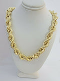 REAL 10k Gold Rope Chain Mens Necklace 12mm 22" 24" 26" 28" 30" 10kt Yellow Gold