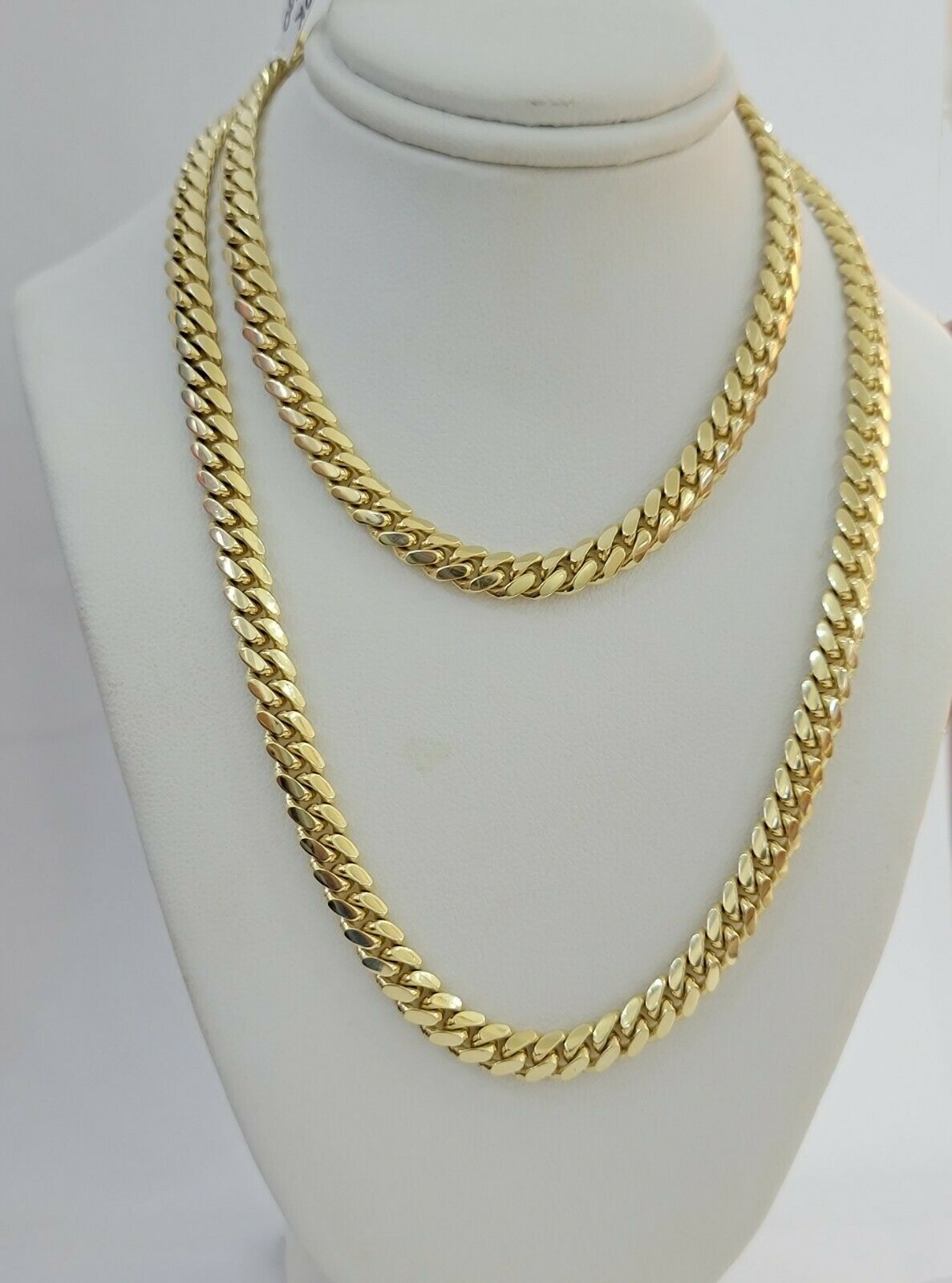 REAL 14k Gold Chain Solid Link 24" 6mm Miami Cuban Necklace14kt Yellow Gold Mens