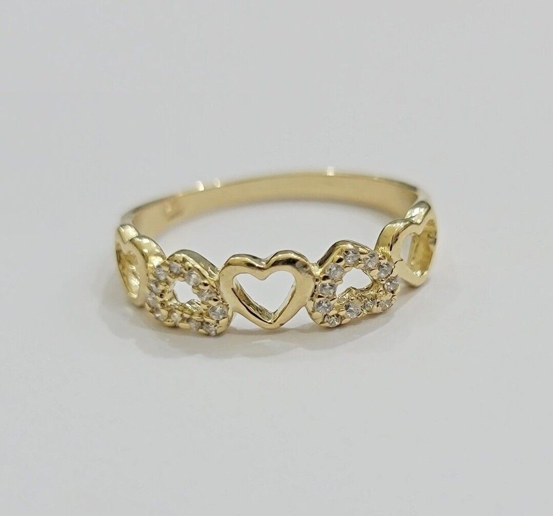 Ladies Ring 10k Yellow Gold Heart 10 KT REAL Unique Engagement Wedding Band SALE