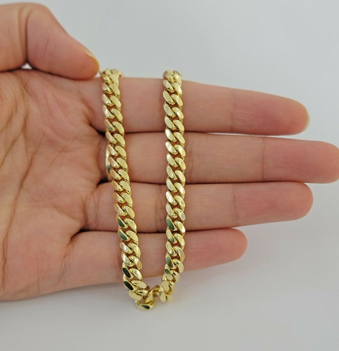 Real Gold maimi cuban Link Ladies bracelet 7Inch 6mm Real 10kt yellow Gold Women