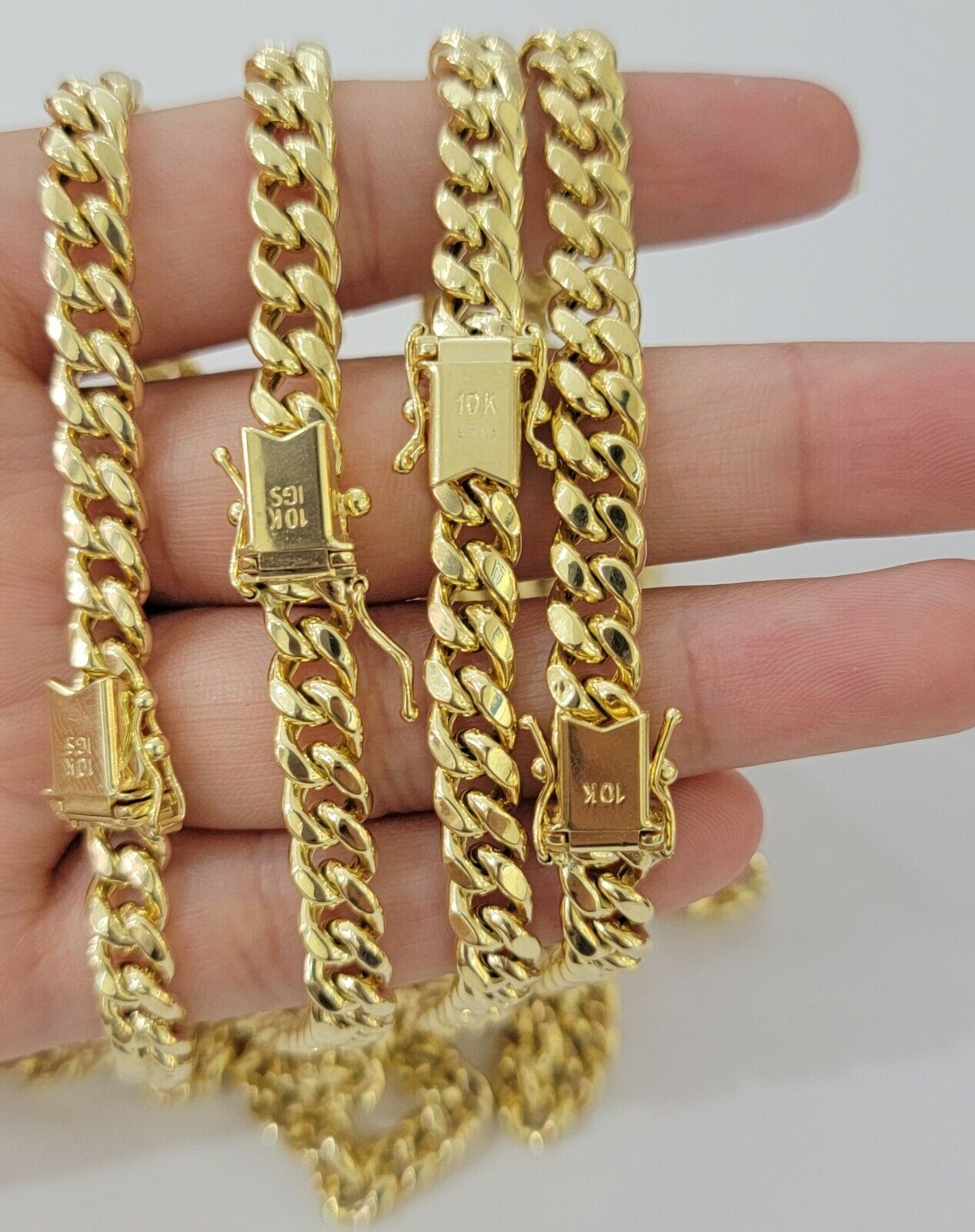 REAL 10k Gold Miami Cuban Chain Necklace 7mm 24" Men Women 10kt Yellow Gold Link