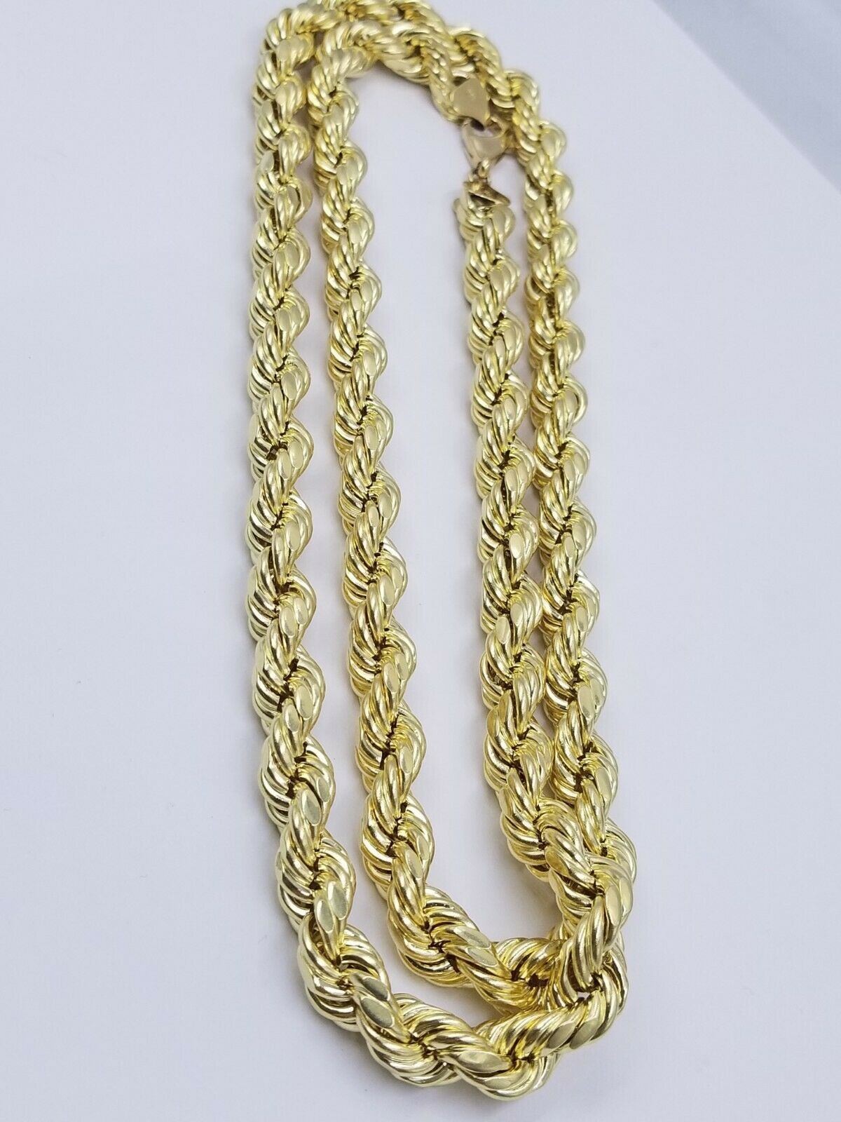 REAL 10k Gold Rope Chain Mens Necklace 10mm 20"-30" Inch Diamond Cut Yellow Gold