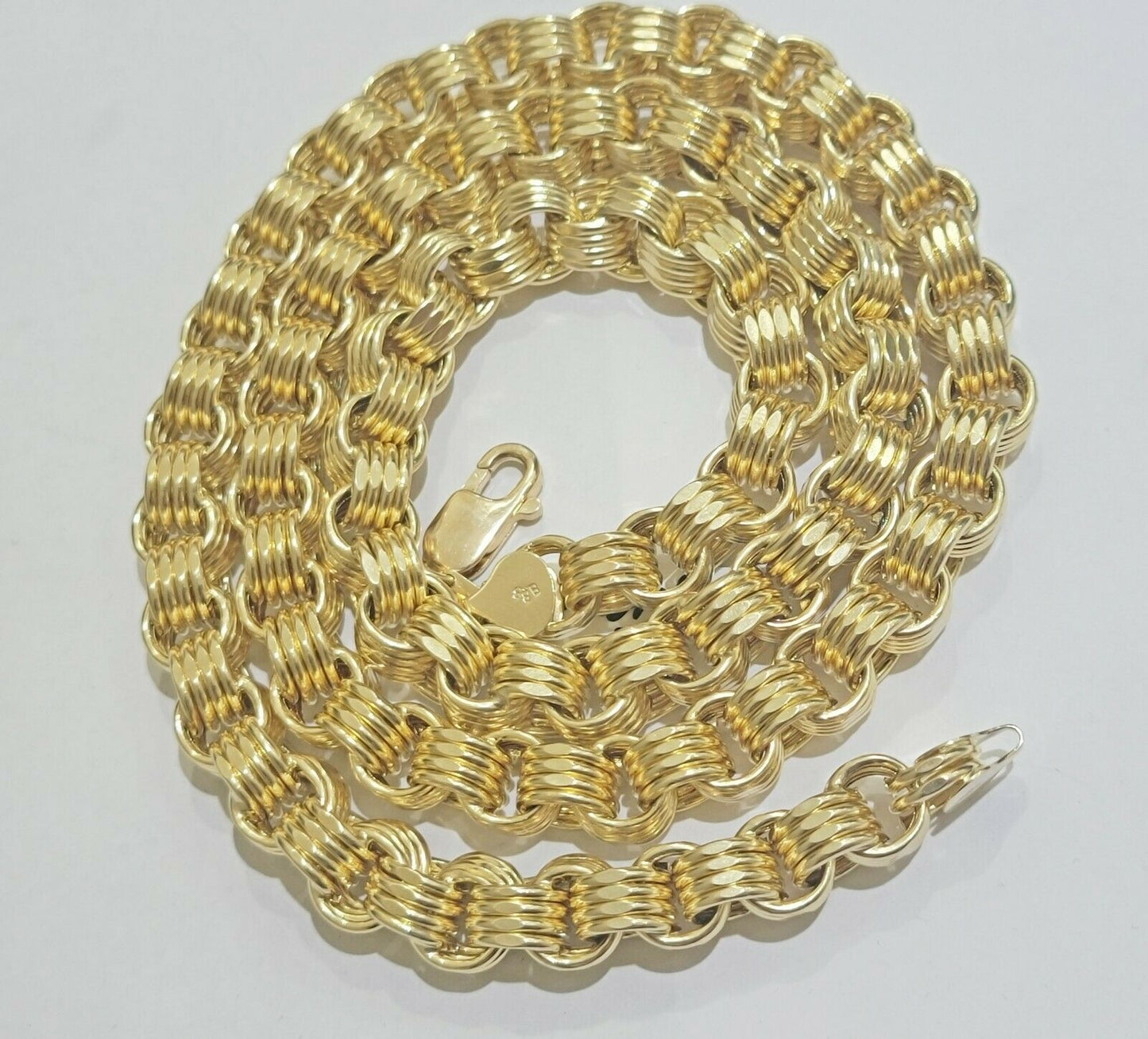 Mens Byzantine Chain 10k Gold Necklace 9mm 22" 24" 26" 28" 30" 10kt Yellow Gold