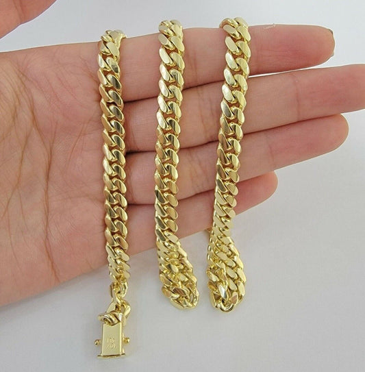 Solid 10k Gold Miami Cuban Link Necklace 20" 7mm Chain REAL 10 KT Men Women