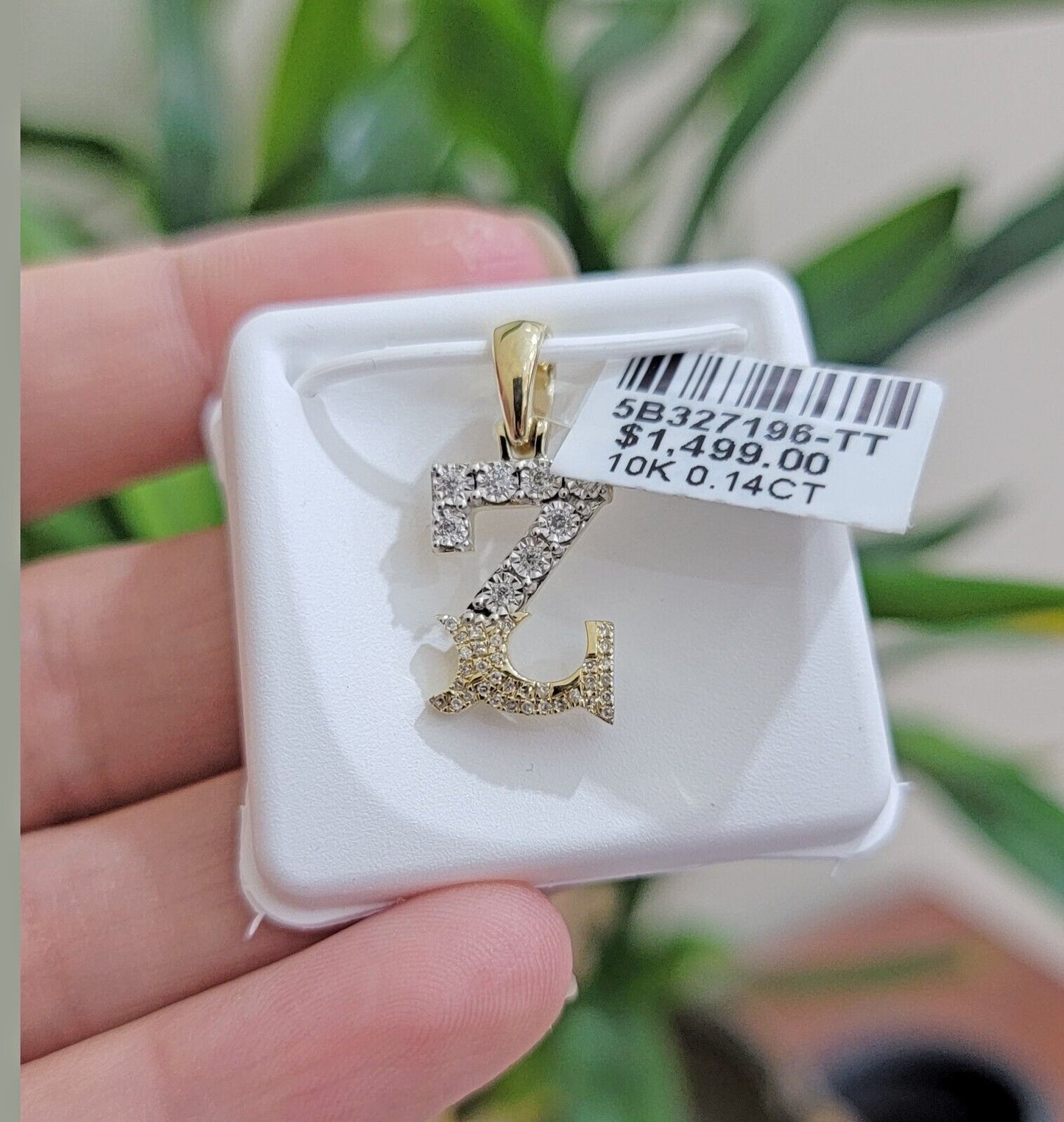 10k Gold Pendant Initial Charm Natural Diamond A-Z Alphabet 10K Yellow Gold REAL