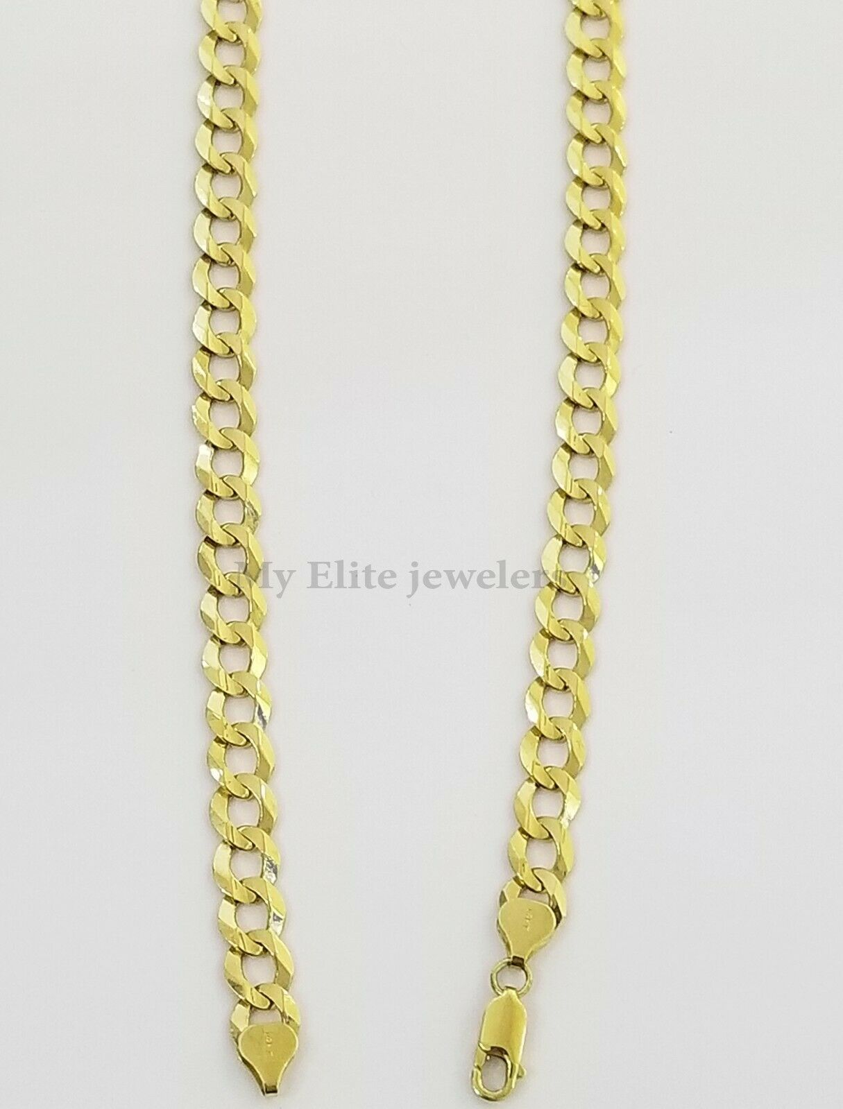 Solid 14K Yellow Gold Necklace Bracelet 3mm-10mm Curb Chain Cuban Link  7"- 30"