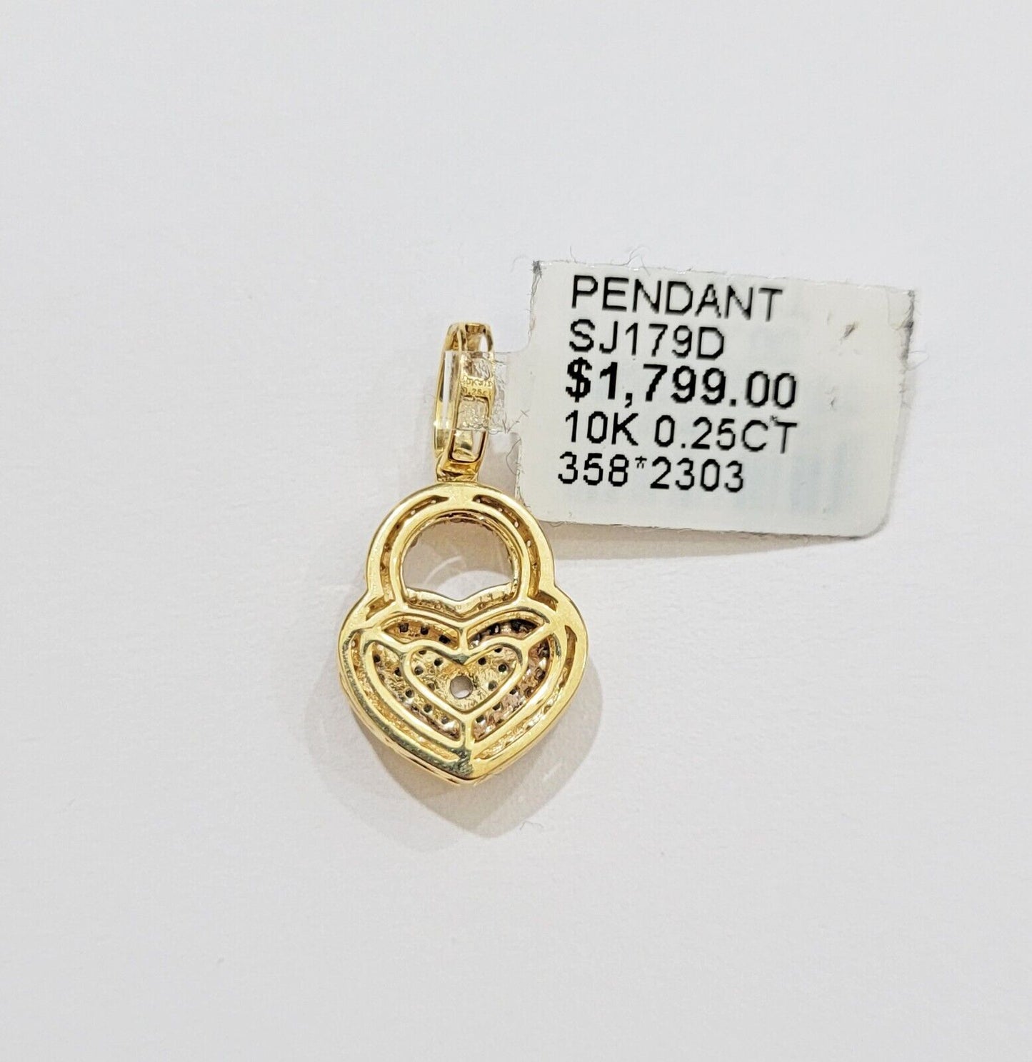 Diamond Heart Key charm pendant 10k gold 0.25 CT Natural Diamonds For Women,REAL