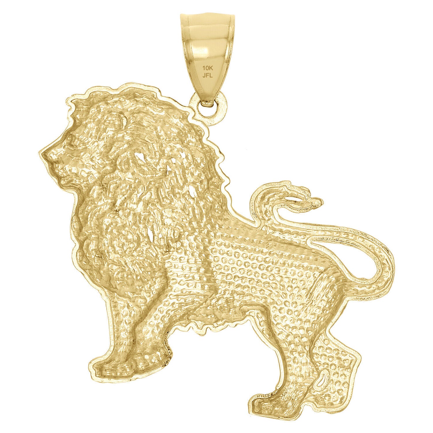 Real 10K Yellow Gold Lion Body Pendant Two Tone Full Walking Unisex 1.50" Charm