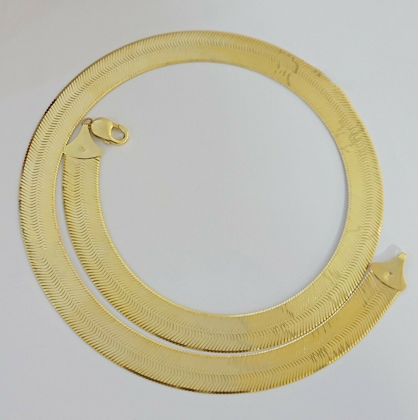 REAL 10k Gold Herringbone Chain Necklace 15mm 18"-24" 10kt Yellow Gold SOLID