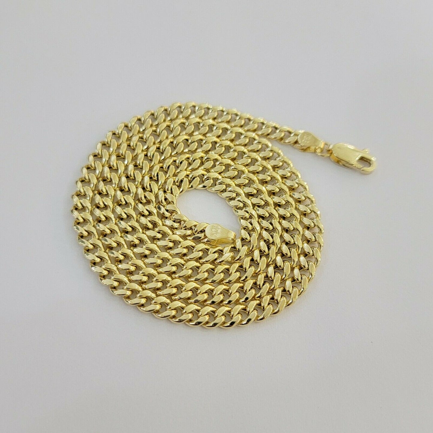 Real 10k Gold Chain Miami Cuban Link Necklace 18" 20" 22" 24" 26" 4.5mm 10kt Oro