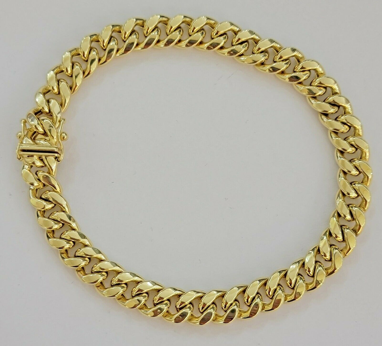 Men's 10K Yellow Gold miami Cuban Link Bracelet 9 mm 9 Inch long Box Lock ,REAL