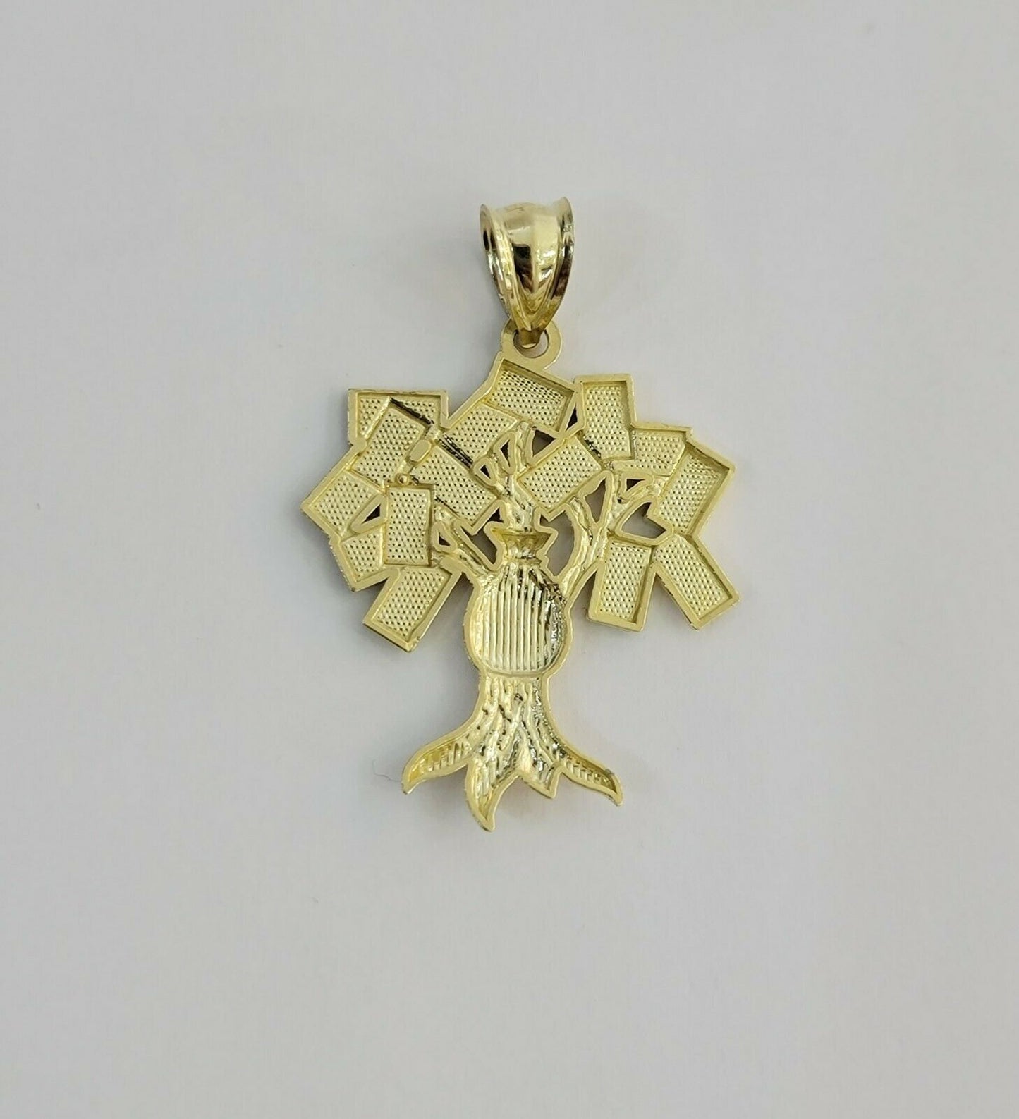 10k Yellow Gold Pendant & 10kt Rope Necklace 22", Money Tree Charm 10kt ,UNIQUE