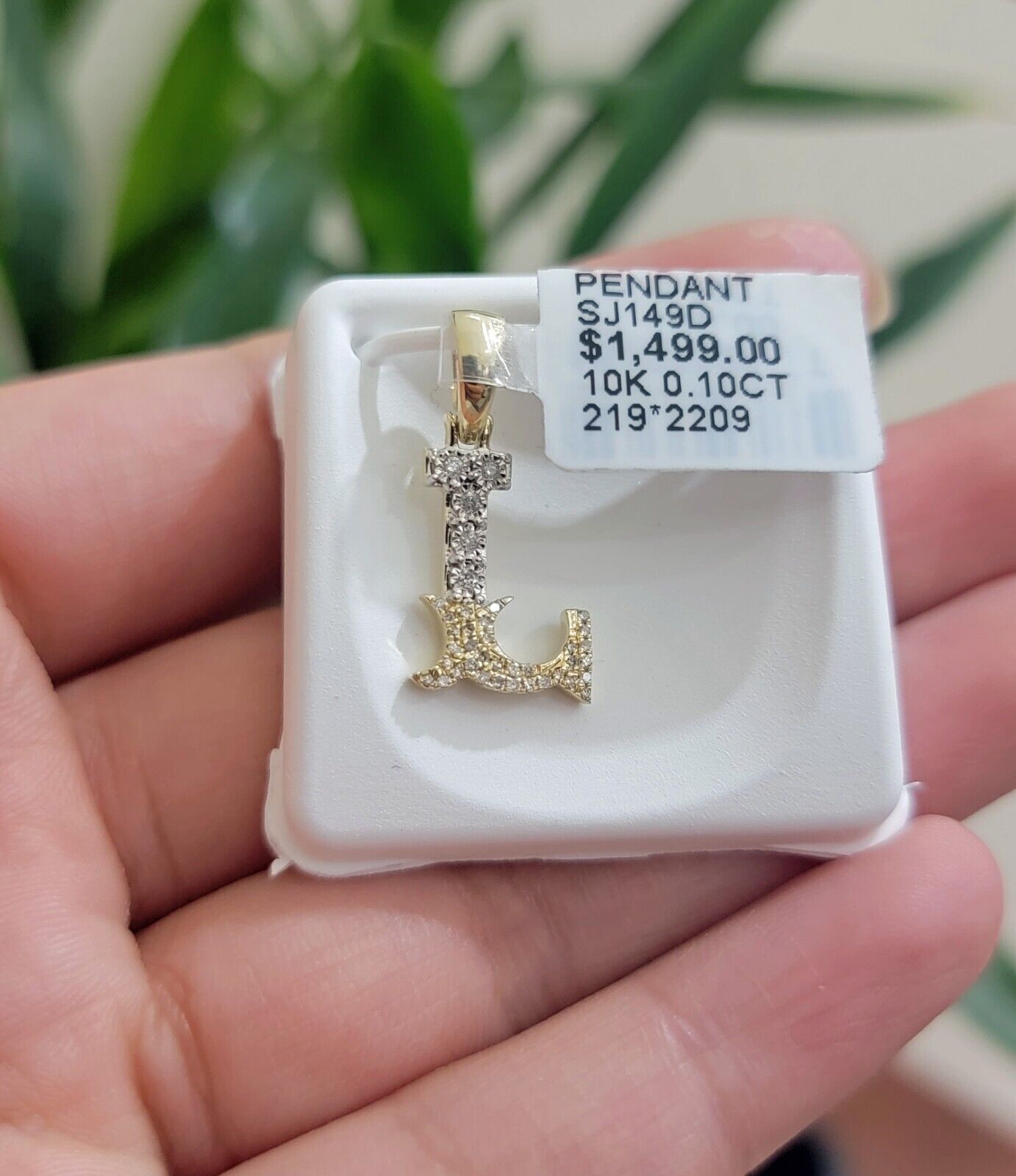 10k Gold Pendant Initial Charm Natural Diamond A-Z Alphabet 10K Yellow Gold REAL