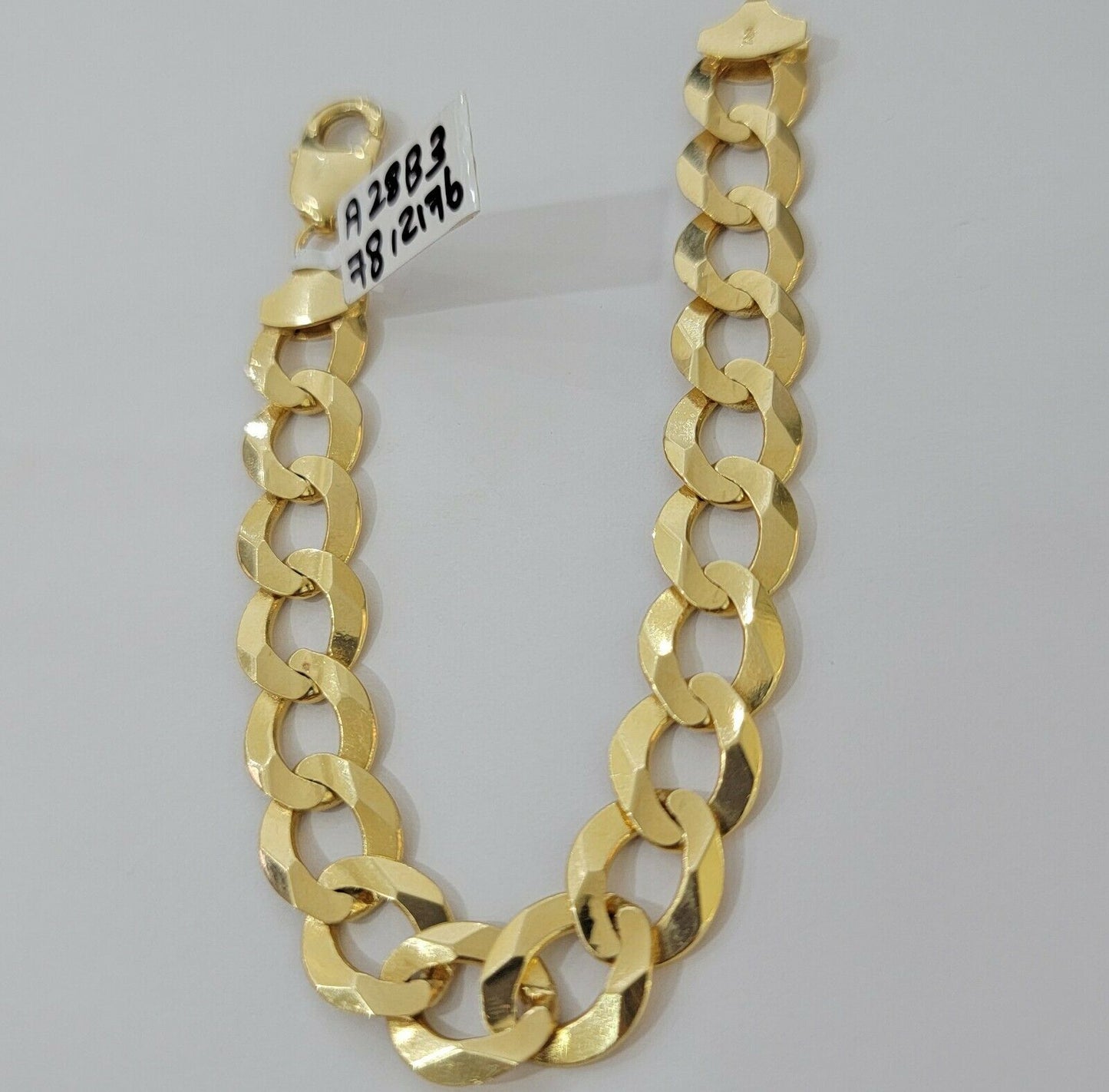 Solid 14k Gold Cuban Curb link Bracelet 8" 13.5mm 14kt Yellow Gold SOLID,Lobster