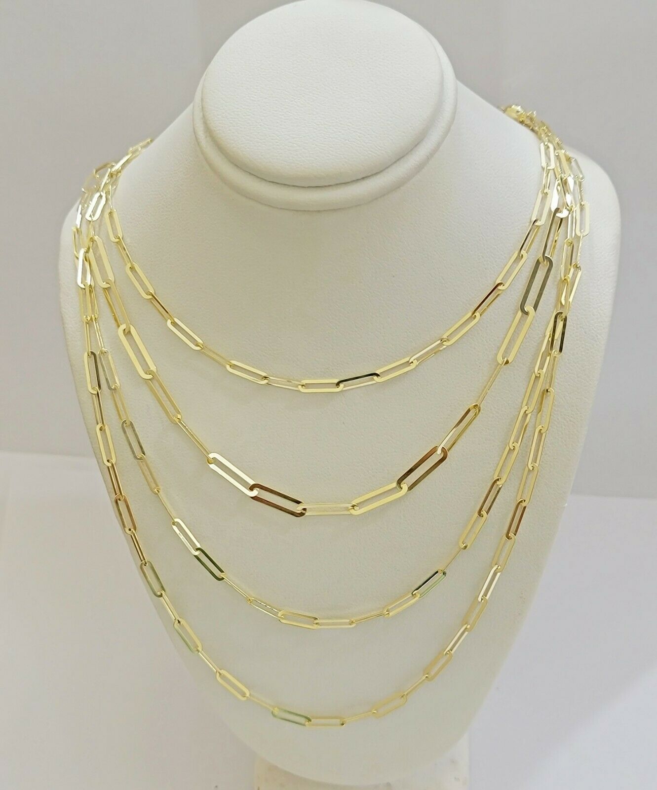10k Yellow Gold Ladies Paperclip Chain necklace 4mm all size, REAL 10kt ,women