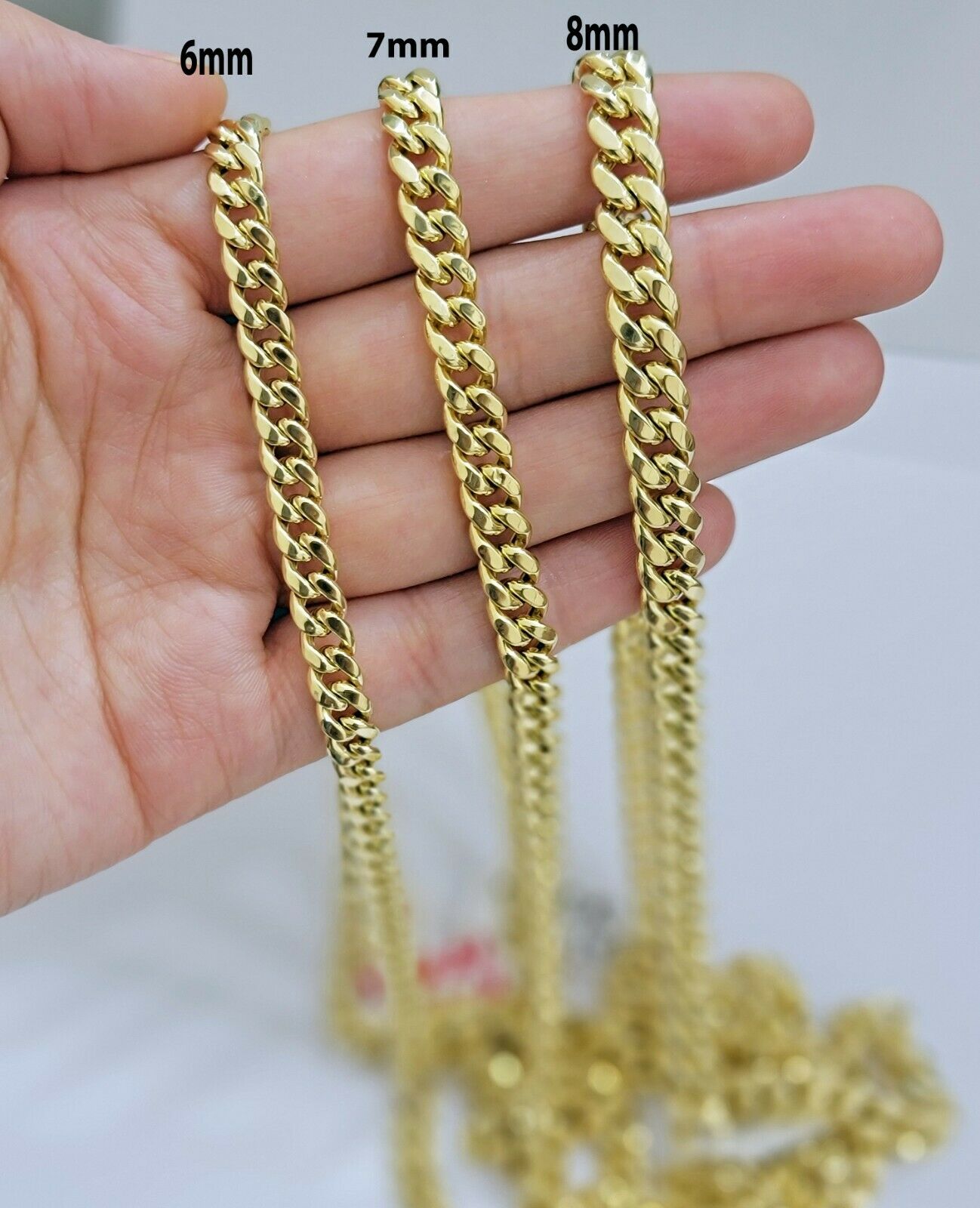 Real 14k Yellow Gold chain Miami Cuban Link Necklace 6mm-9mm 8"-30" Inch ,Strong