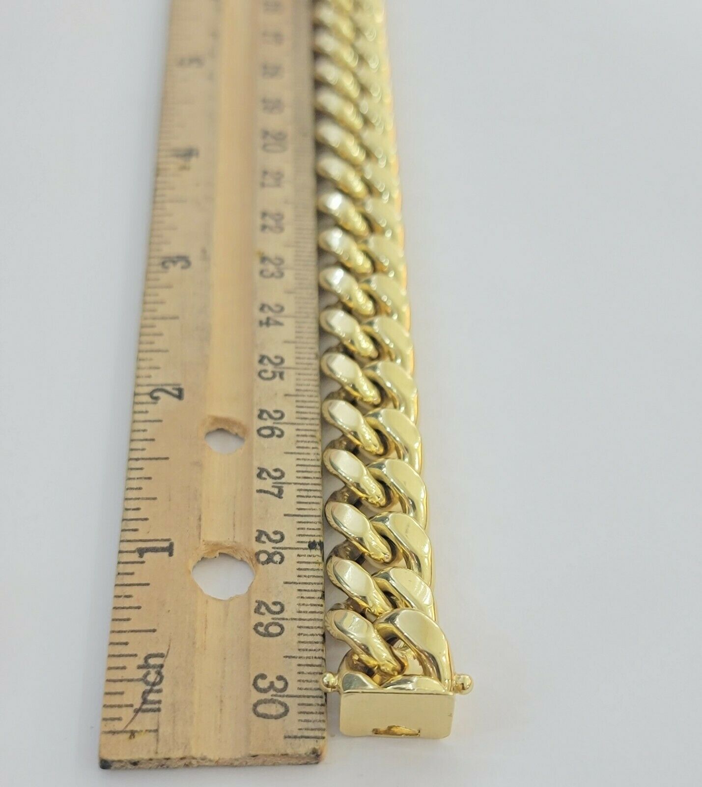 REAL 10k Gold Chain Bracelet Set Miami Cuban Link Mens 13mm 30