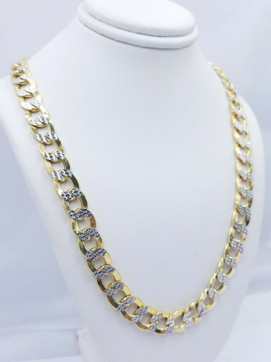 12MM Real Gold Mens Necklace Cuban Link 26" Diamond Cut 10k Yellow Gold Chain