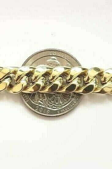 10K Men's Yellow Gold Miami Cuban Bracelet 8.5 Inches 9mm long Box Lock