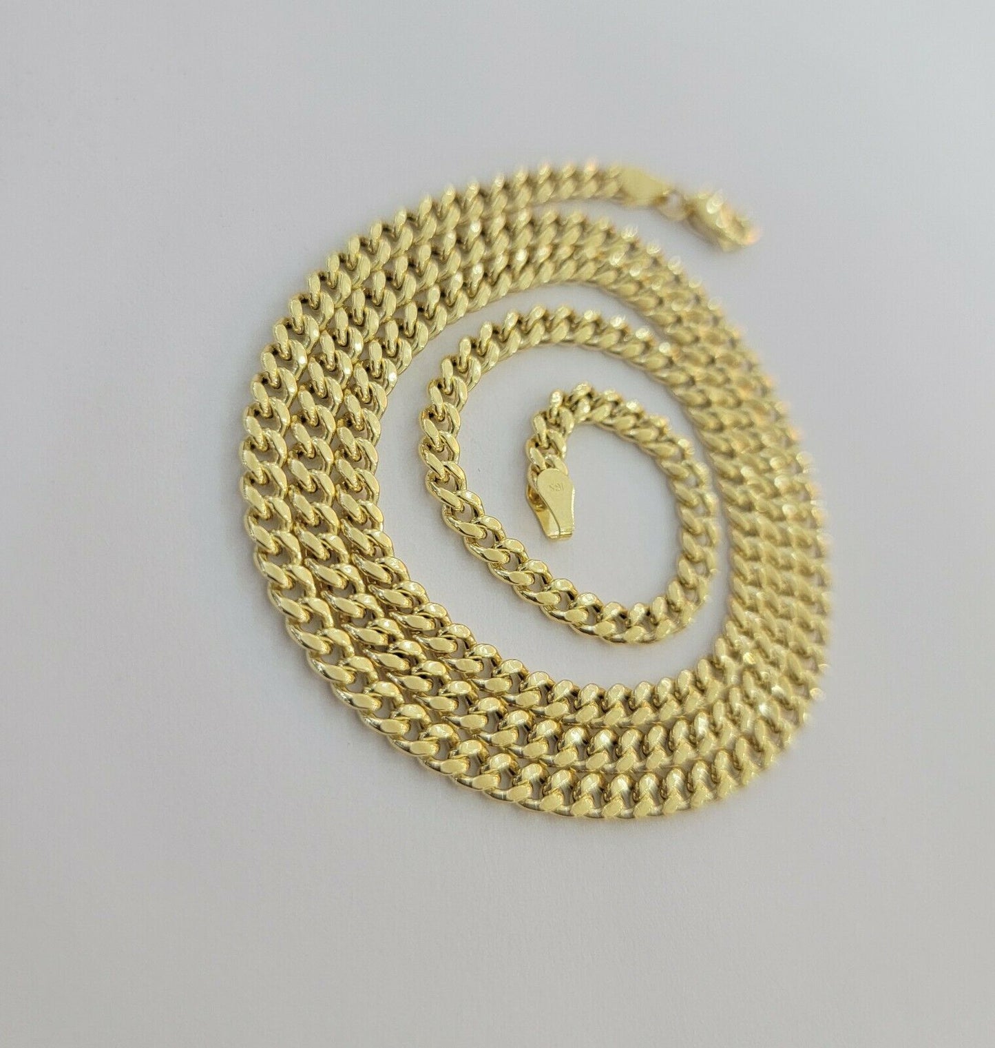 Real 10k Gold Chain Miami Cuban Link Necklace 18" 20" 22" 24" 26" 3.5mm 10kt Oro