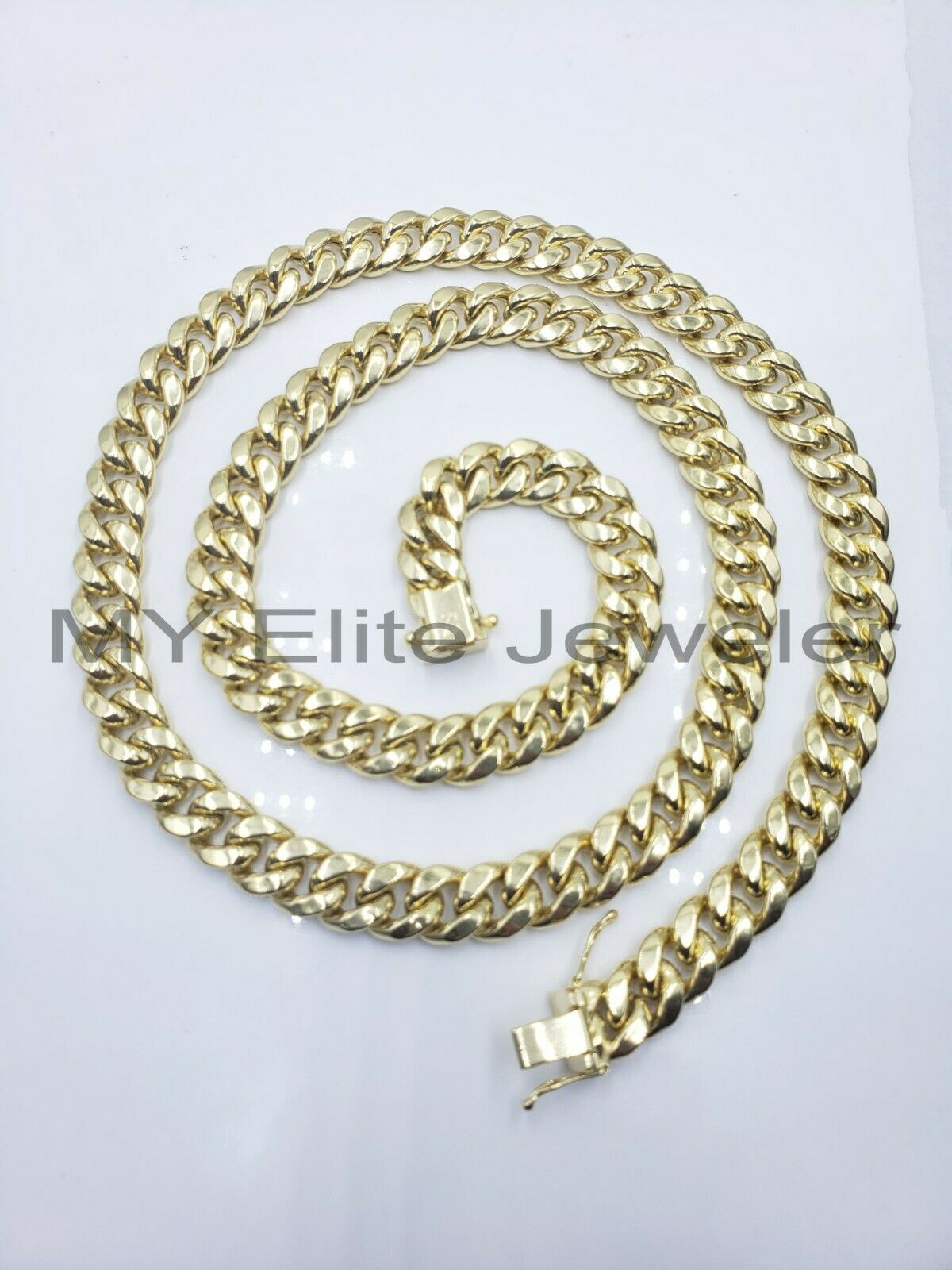 REAL 14k 10mm Mens Chain 24" Miami Cuban Link Necklace Box Lock 14KT Yellow Gold