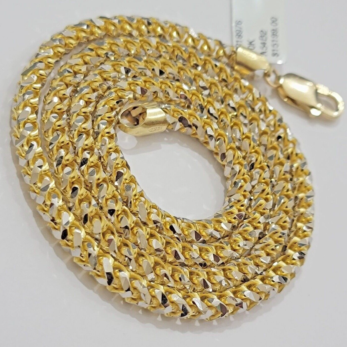 10k Yellow Gold Palm Box Chain Necklace Diamond cut 4mm 22" Real Solid Men Women