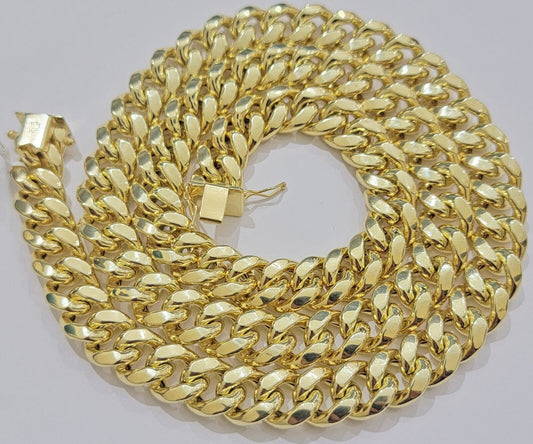 10k Yellow Gold Chain 12mm Miami Cuban Link Necklace 20"-30" Real 10kt Box Clasp