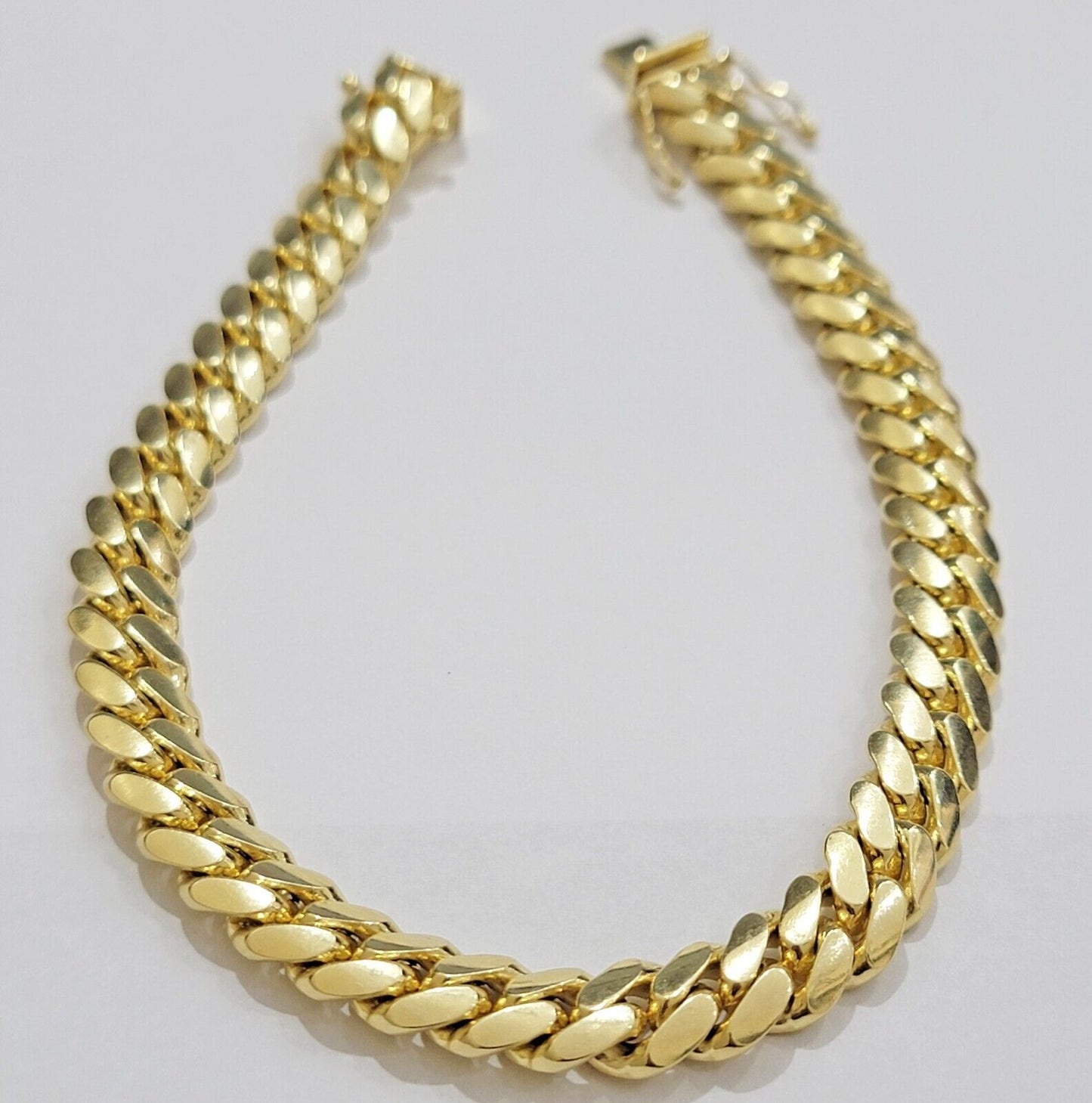 10k Yellow Gold Bracelet Solid Miami Cuban Link 9mm 8"  Box Clasp, Real 10kt Men