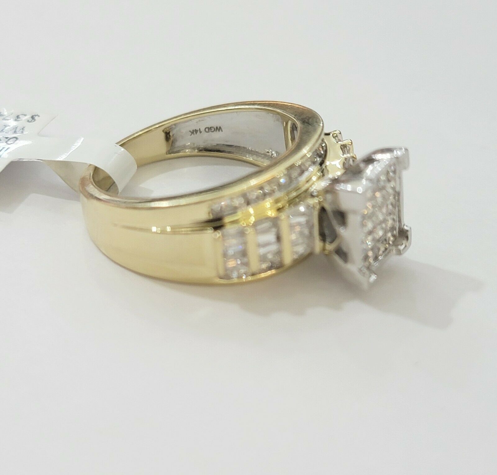 14k Yellow Gold 1CT Diamond Ladies Ring Princess Cut Baguette Round Diamd, Women