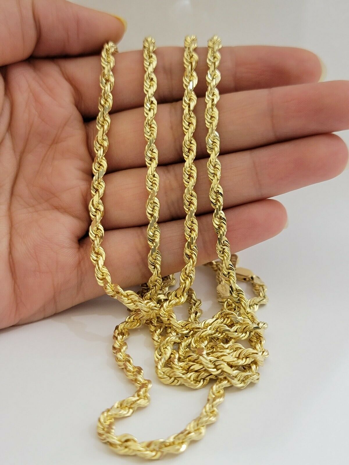 Solid 14k Gold Rope Chain Necklace 4mm 18"- 30" Inch REAL 14KT Yellow Gold