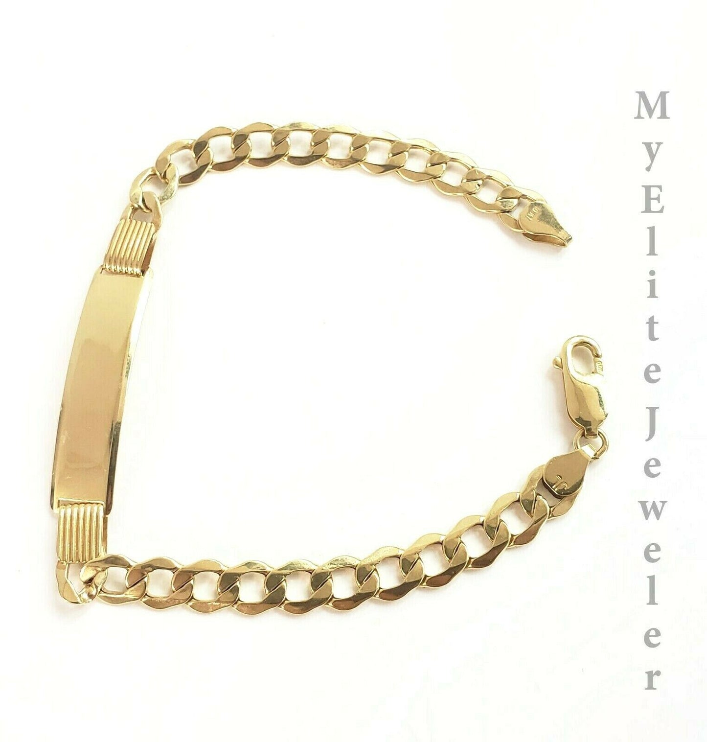 Men's Ladies 10K Gold Cuban Link Bracelet ID ,  Lobster Lock 8 Inch 6mm Engrave