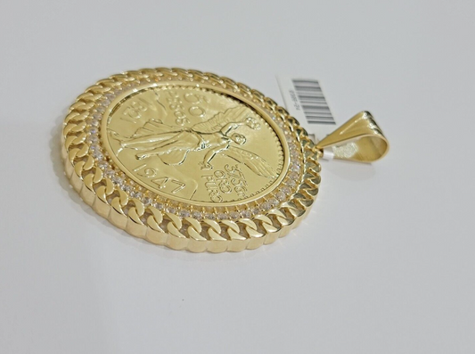 1947 Mexican Centenario Coin Charm Pendant Replica 50 Pesos With Bezel 10kt Gold