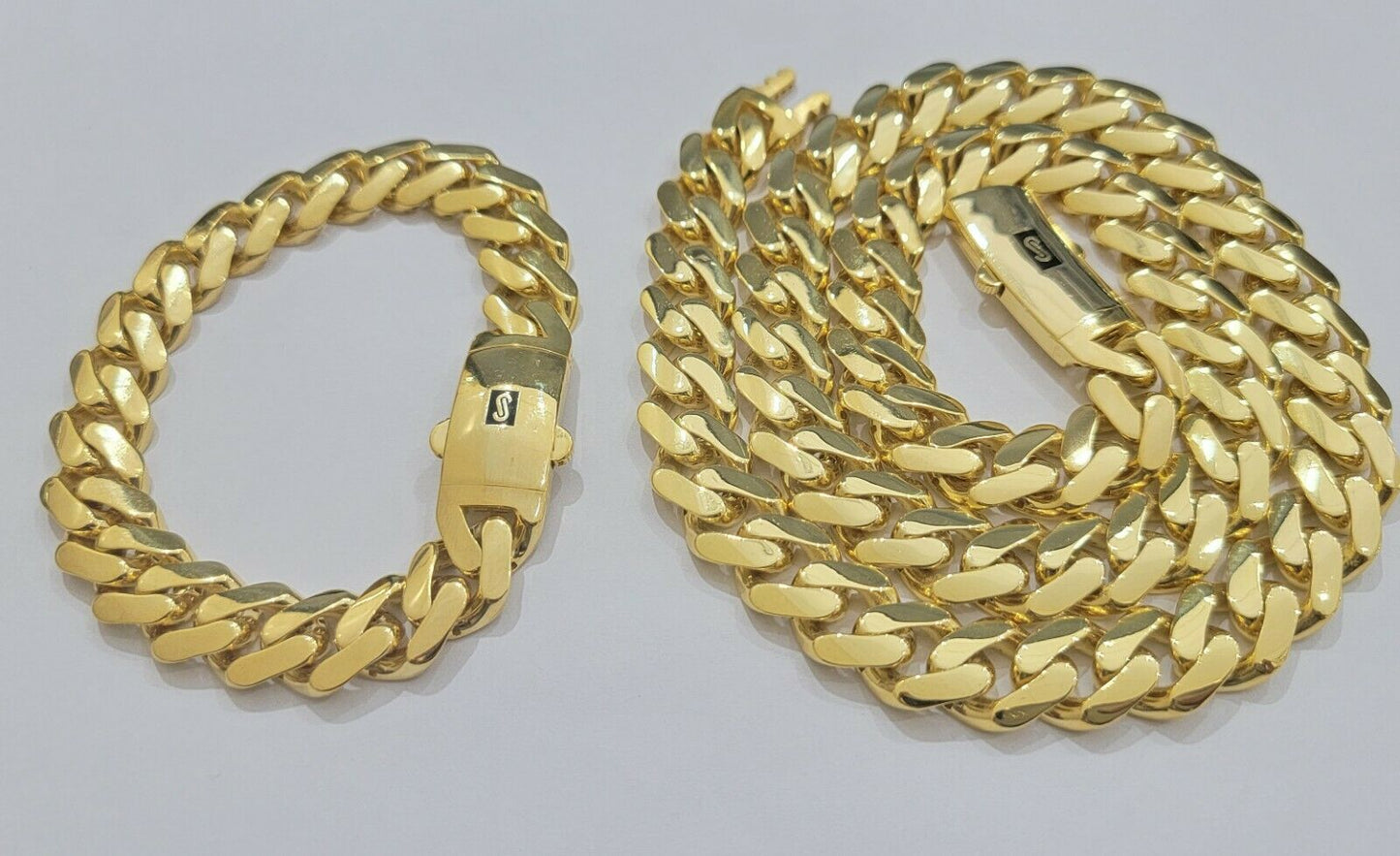 Real 10k Gold Bracelet 13mm Miami Cuban Royal Link 8.5" Shiny Plain Monaco,10kt