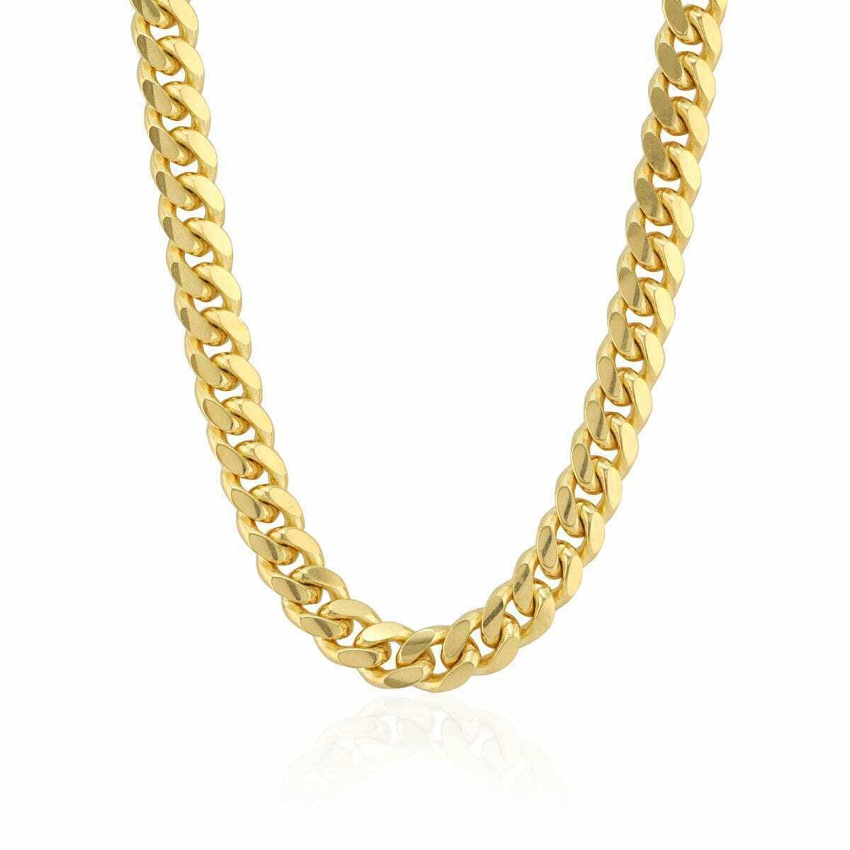 14k Yellow Gold Chain Necklace Miami Cuban Link 8mm 18