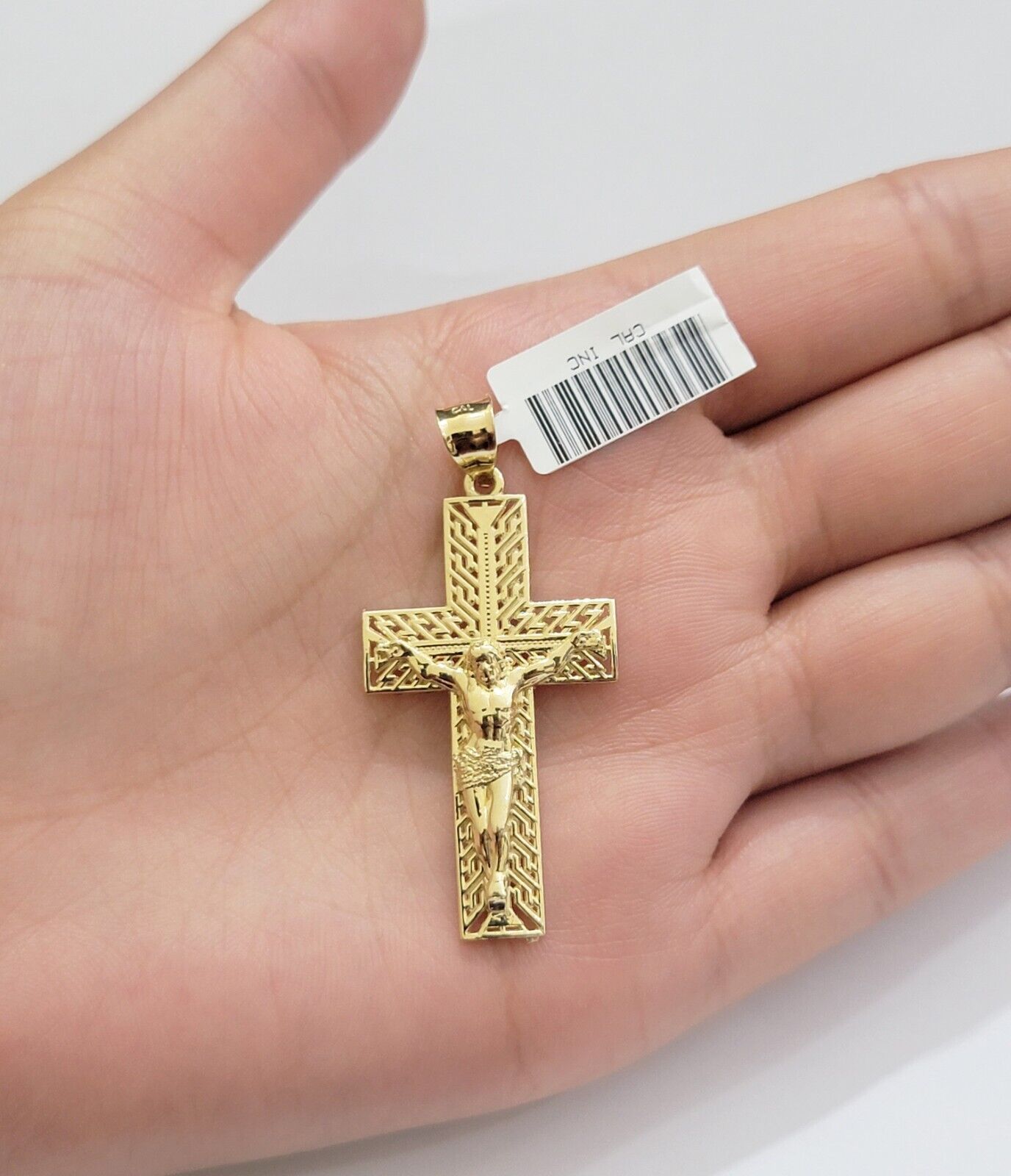 REAL 10k Yellow Gold Chain Cross Pendant Set Miami Cuban link Necklace 5mm 18-28