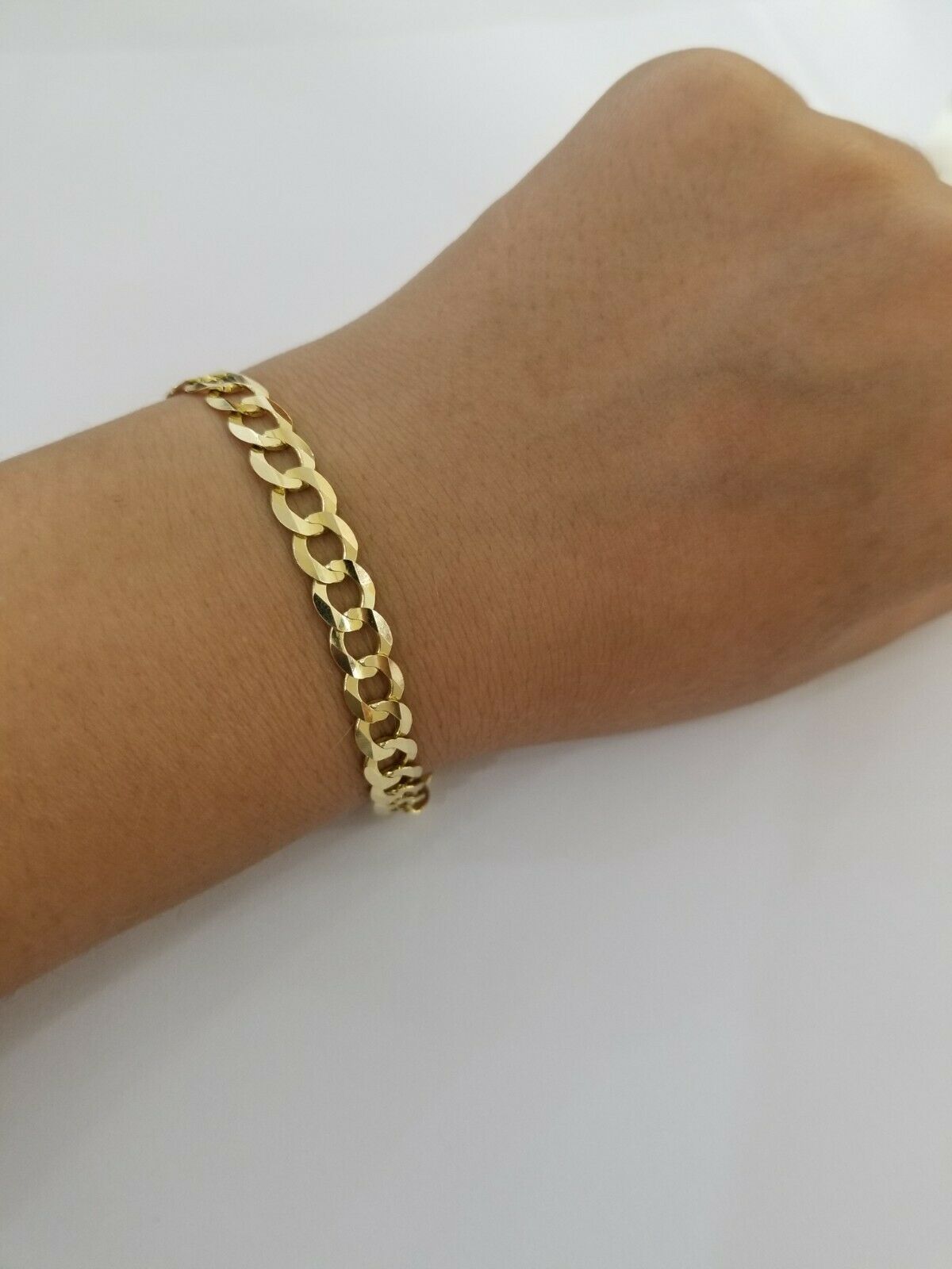 REAL 14k Gold Bracelet Cuban link 8" SOLID 7.5mm 14kt Yellow Gold Diamond Cut