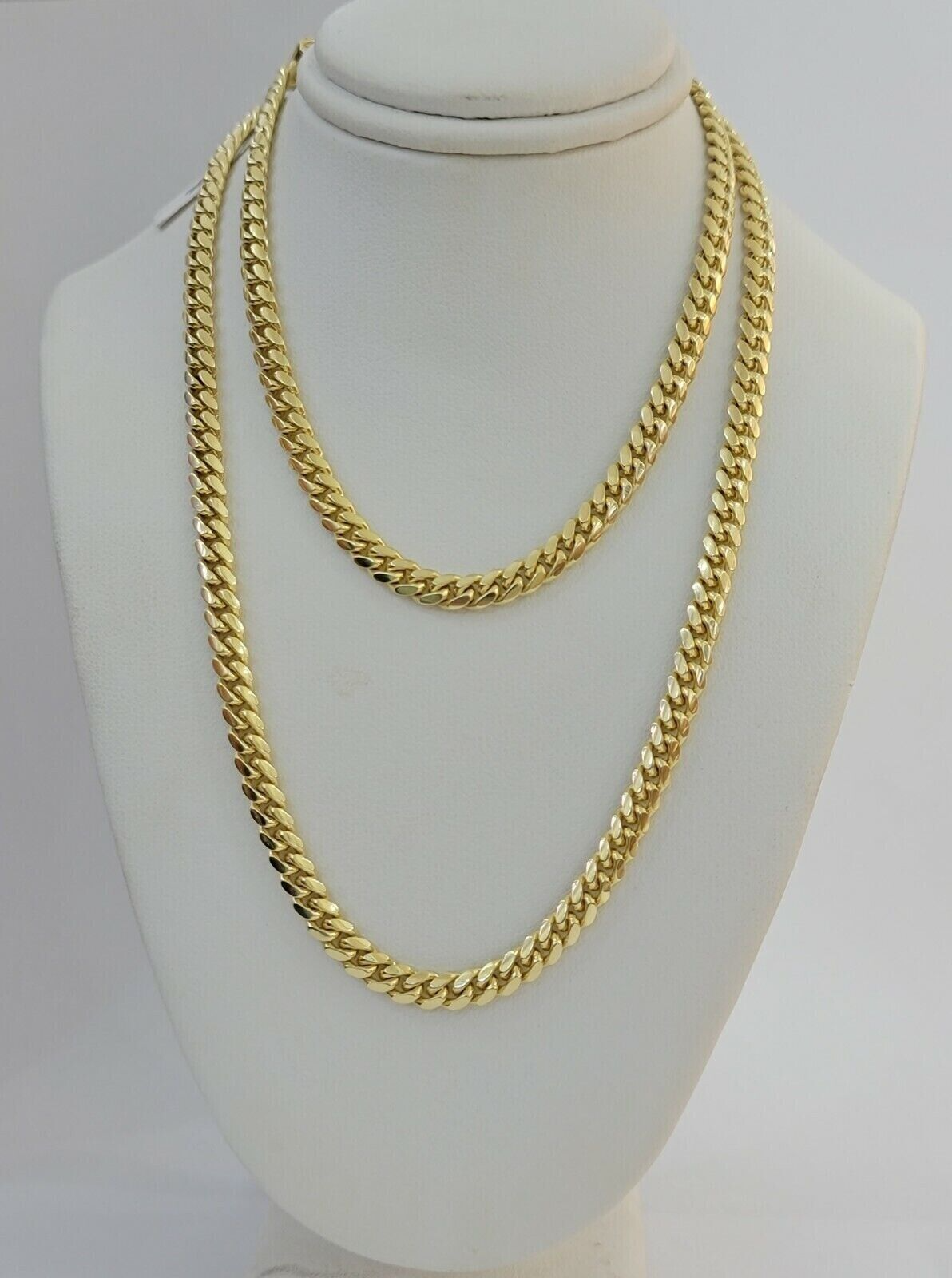 Solid 14k Yellow Gold chain 20 Inch Miami Cuban Necklace 4mm STRONG Links REAL