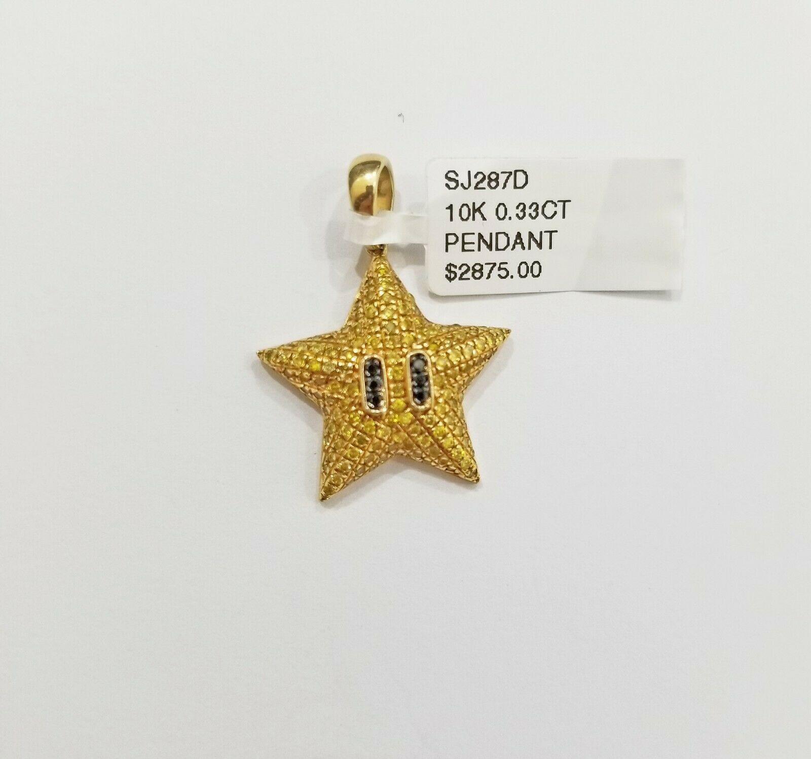 10k Gold Yellow Diamond Star Charm 0.64CT Diamond ,10Kt Real Diamond Pendent