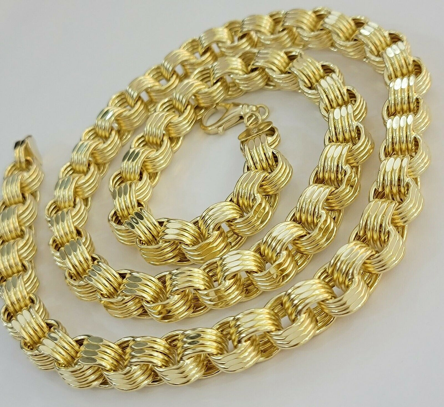 Real 10k Gold Byzantine Chain Necklace 8mm 24" Inch long Men's 10kt Yellow Gold