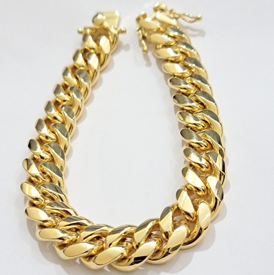 Solid 10k Gold Bracelet 12mm Miami Cuban Link 9 Inch Box Clasp Mens REAL 10KT