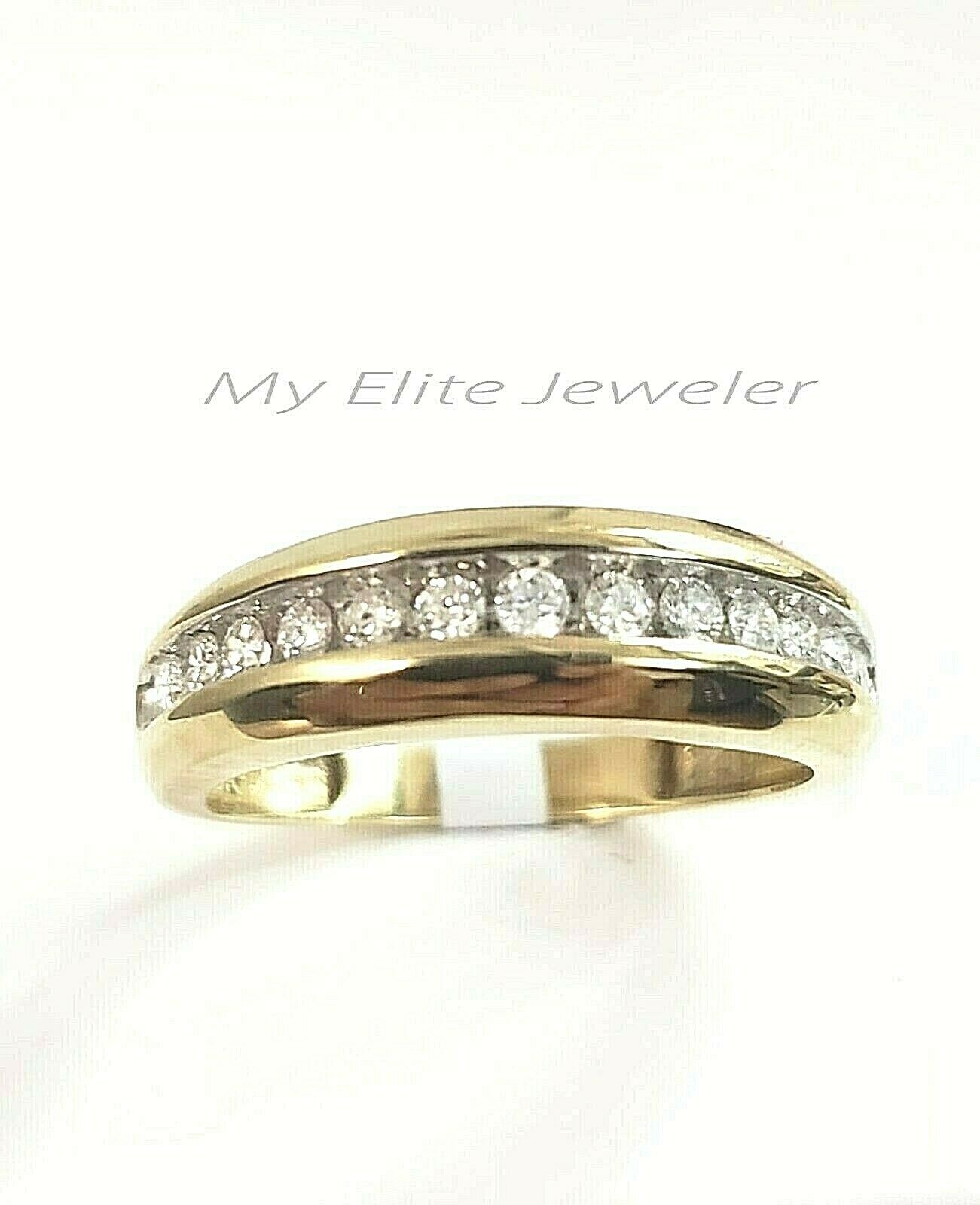 SOLID Gold Mens Diamond Ring Band 10k Yellow Gold Engagement Wedding Anniversary